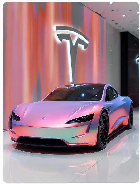 Sisters! This pink Tesla is amazing