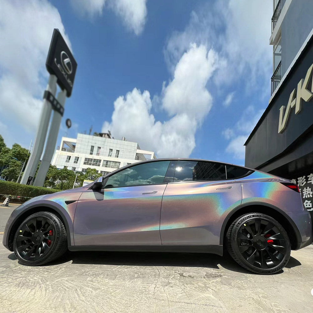 Glossy Iridescence Laser Brown Grey Vehicle Wrap