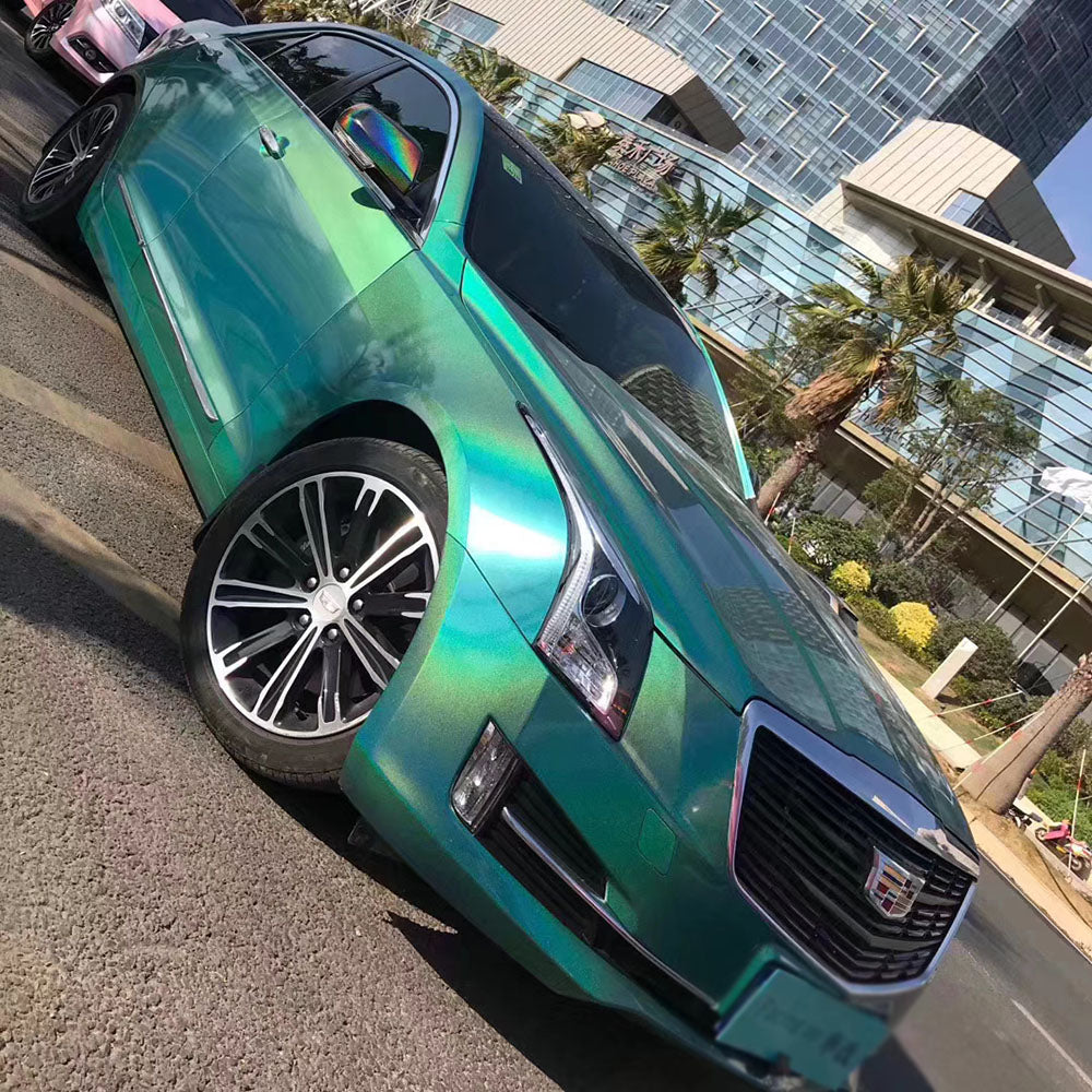 Gloss Iridescent Laser Green Vinyl Wrap