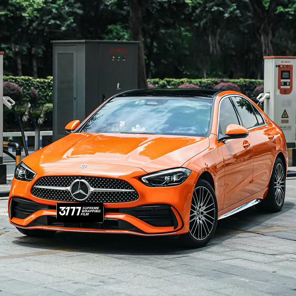 PET Cystal Porsche(Lava) Orange Vinyl Wrap